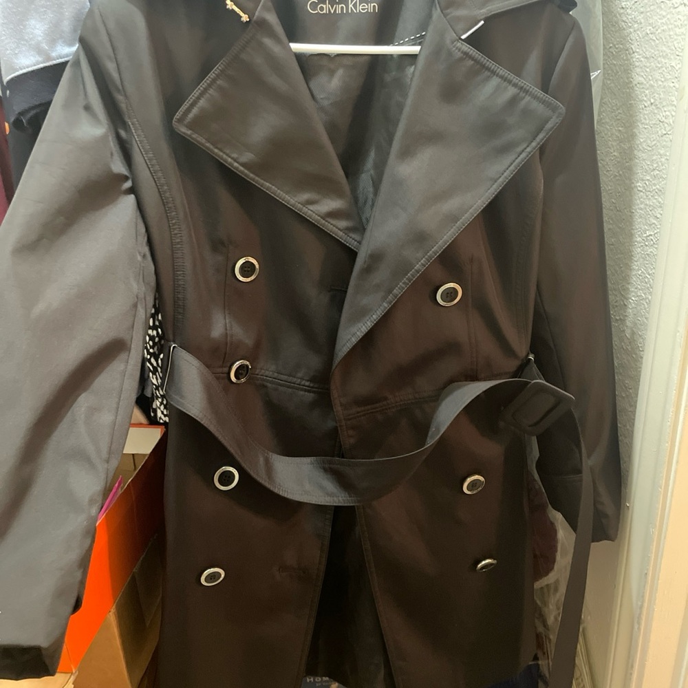 Calvin Klein Black Trench Coat with Classic Design